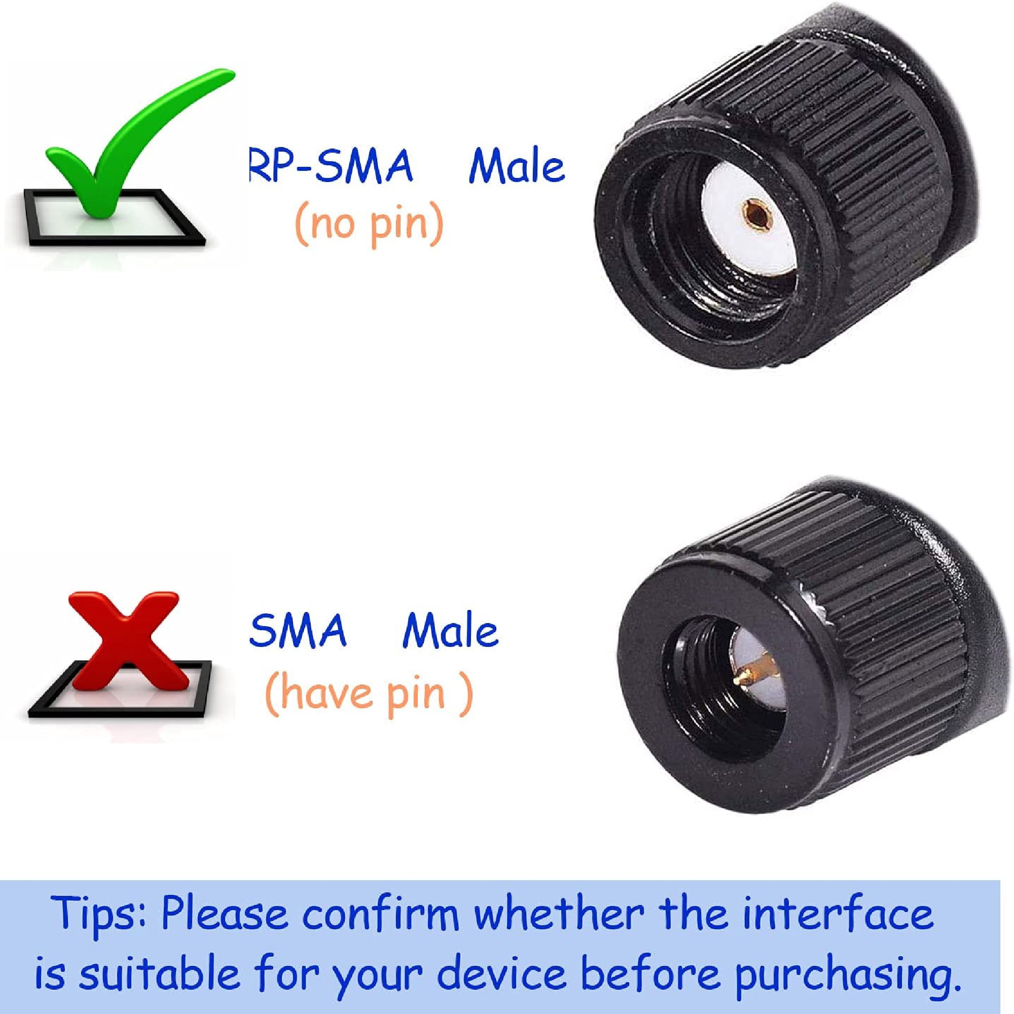 Eightwood Dual Band WiFi 2.4GHz 5GHz 5.8GHz 3dBi MIMO RP-SMA Male Antenna (2-Pack) for WiFi Router Wireless Network Card USB Adapter Security IP Camera Video Surveillance Monitor