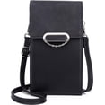 thumbnail image 1 of (Negro) Cartera para mujer Bolso bandolera para teléfono Monedero de cuero Monedero para teléfono celular Mini bolsa Tarjetero Bolso tipo billetera para hombro Monederos pequeños para viajes livianos JM, 1 of 5