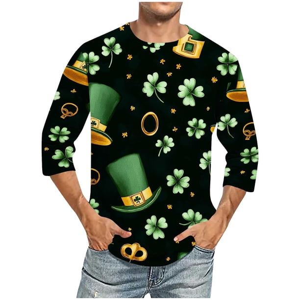 Camisetas de Navidad para Hombres Impresión de la Moda Cuello Redondo 3/4 Manga Blusas Casuales, Unisex Suave Transpirable Lino Poliéster Tops de Ocio