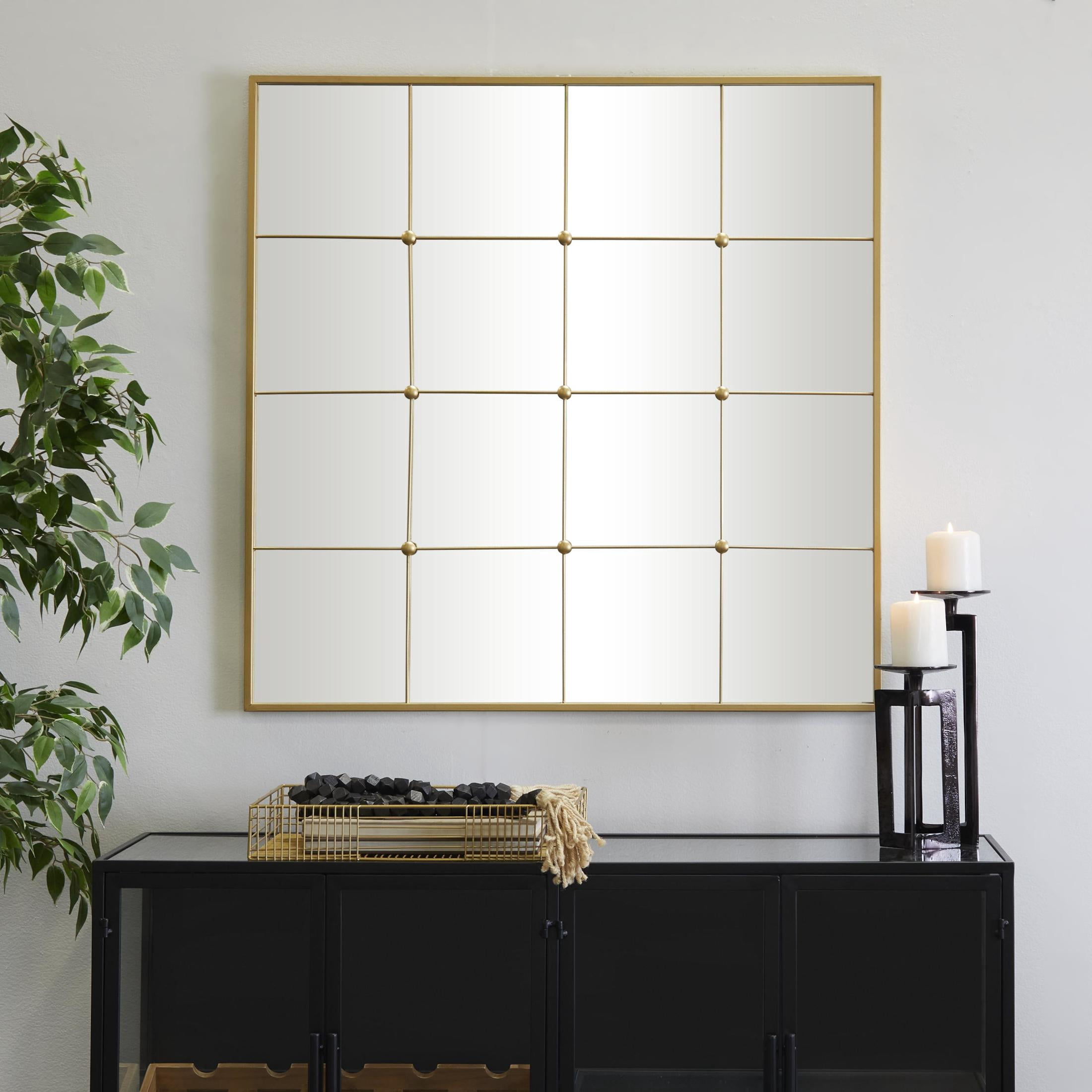 CosmoLiving by Cosmopolitan 36" x 36" Gold Window Pane Inspired Wall Mirror