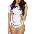 thumbnail image 1 of Balery Colorful Bulldog Body de cuello redondo de manga corta para mujer Tops de manga corta Tops básicos-Small, 1 of 7