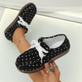 thumbnail image 4 of EKVAHL Women's Lace Up Casual Shoes, Orthopedic Tennis Sneakers Walking Shoes, Washed Suede Polka Dot Arch Support Wide Fit Daily Shopping Weekend Outdoor Shoes Black, 4 of 5