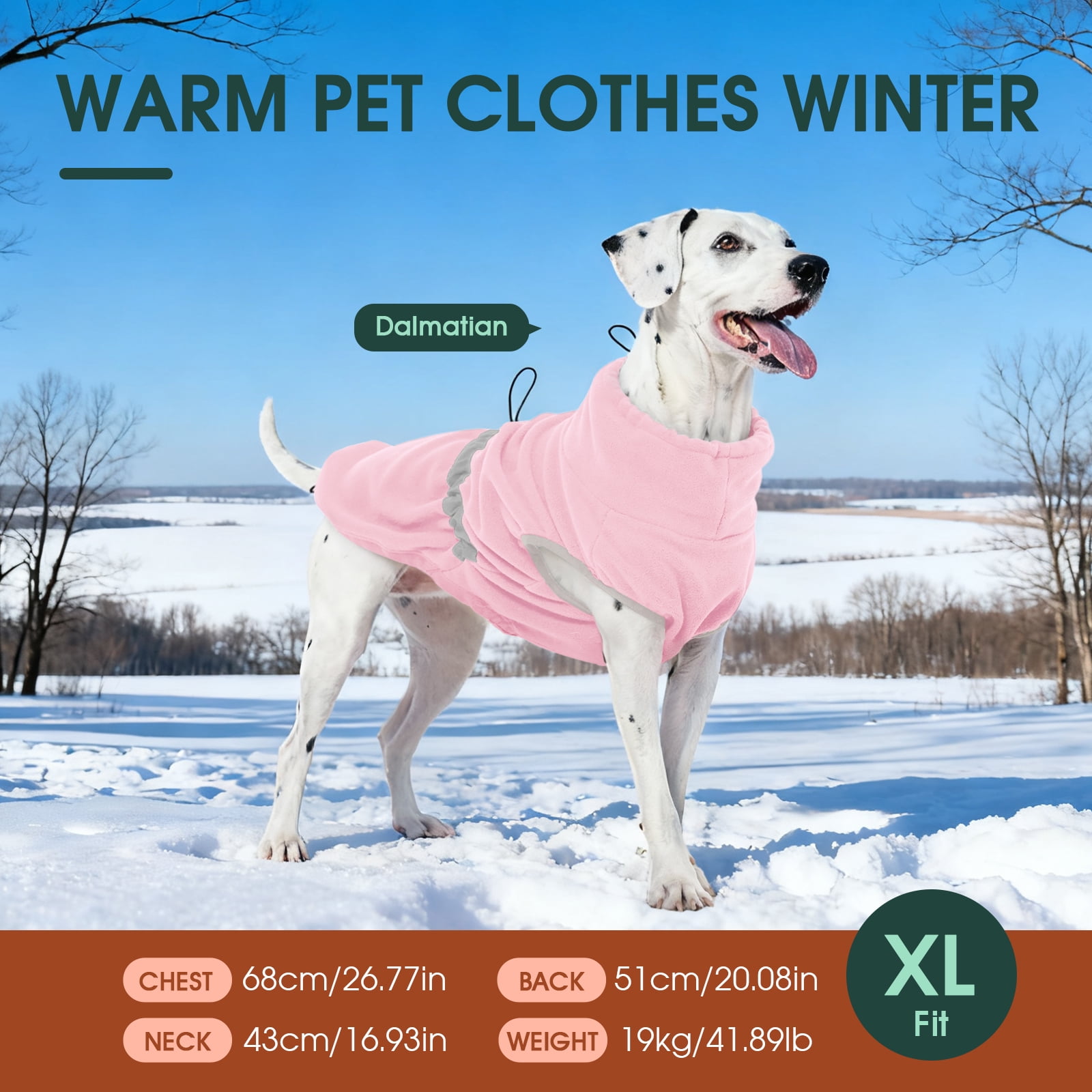 Kuoser Dog Fleece Vest, Warm and Reflective Pullover Sweater, Soft Stretchy Puppy Coat Jacket, Pink, XXL