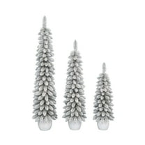 Set of 3 (3'/4'/5') Green Flocked Artificial Potted Christmas Trees, by Holiday Time