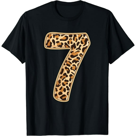 Leopard 7th Birthday Party 7 Seven Years Old Wild Cats Kids T-Shirt