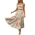 thumbnail image 3 of BJUTIR Skirts For Women Boho Line Swing Elastic Long Waist Women Pleated Skirt Dress Summer Tiered Pocket Beach Flowy A Printing Skirt, 3 of 8