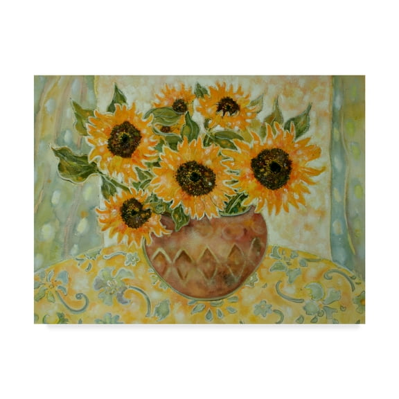 Trademark Fine Art 'A Sienna Bowl Of Sunflowers' Canvas Art by Lorraine Platt