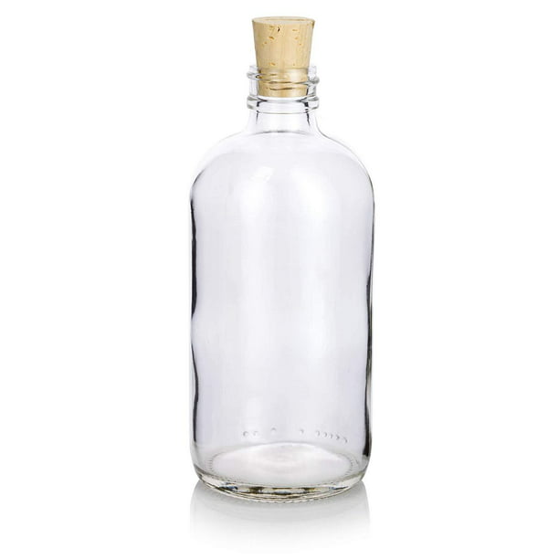 Download Juvitus Clear Glass Boston Round Cork Bottle With Natural Stopper 8 Oz 250 Ml Walmart Com Walmart Com