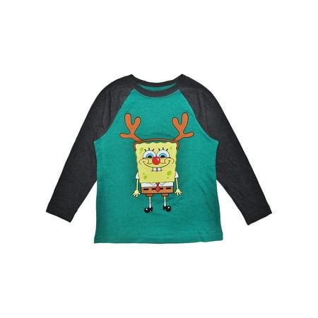 Boys Spongebob Squarepants Christmas Shirt - Long Sleeve Size Medium 