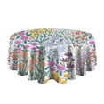 thumbnail image 5 of Pioneer Flower Floral Print Pattern Round Tablecloth 60"x60",Wrinkle Wipeable Table Cloth for Kitchen Dining Room Picnic Patio Party, 5 of 6