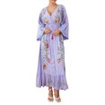 thumbnail image 1 of Faithtur Robe Bohème pour Femmes Manches Longues Taille à Cordon Robe Boutonnée Ligne A Robe Midi d'Été, 1 of 9