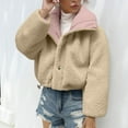 thumbnail image 5 of Women's Fleece Jacket Sherpa Lined Puffer Long Sleeve Button Down Cropped Coat Quilted Fuzzy Warm Winter Coats Outerwear (M, Pink), 5 of 7