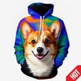 thumbnail image 3 of Sudadera con capucha con estampado de animales Corgi, colores impresos en 3D, divertida, para hombres y mujeres, envío gratuito, sudadera con capucha informal de manga larga, 3 of 5
