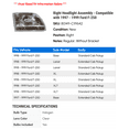 thumbnail image 2 of Right Headlight Assembly - Compatible with 1997 - 1999 Ford F-250 1998, 2 of 2