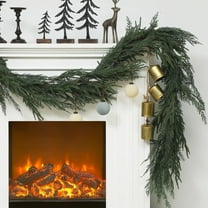 Guvpev 6FT Christmas Norfolk Pine & Cypress Mix Garland - Artificial Pine Needles Garland, Faux Greenery Garland Christmas Decorations for Table, Mantel, Stairs, Winter Holiday Indoor & Outdoor Decor