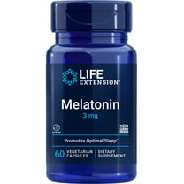 Life Extension Melatonin, 3 mg, optimal sleep support, healthy circadian rhythms, cellular defense, gluten-free, non-GMO, vegetarian, 60 capsules