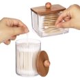 thumbnail image 3 of Q-tips Holder Dispenser, 10/7 oz Cotton Ball/Swabs Storage Containers, 4Pcs Apothecary Jars for Bathroom Organizer Bambooo Lids, 3 of 7