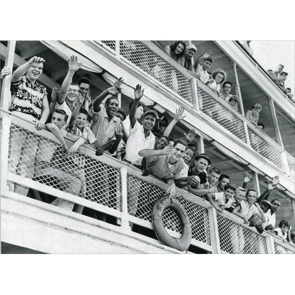 Avanti Press Crowd Waving From Bob-Lo Boat Historic Detroit Blank Note Card