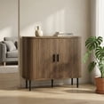 thumbnail image 6 of HOMCOM 35.4" Sideboard Buffet Cabinet with Storage, Nordic Coffee Bar Cabinet with Slatted Tambour Doors and Metal Legs, Walnut, 6 of 9