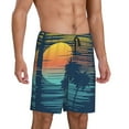 thumbnail image 2 of Pofeuu Palm Trees Print Men's Soft Woven Elastic Waistband Sleep Pajama Short-Medium, 2 of 6