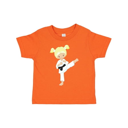 

Inktastic Karate Girl Cute Girl Blonde Hair Black Belt Gift Toddler Toddler Girl T-Shirt