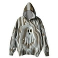 thumbnail image 2 of UPPADA Womens Funny Hoodies Ghost Face Print Graphic Hoodies Cute Funny Hooded Sweatshirt Vintage Pullover Tops Casual Long Sleeve Shirts Oversized Hooded Sweatshirt for Women Beige,S, 2 of 6
