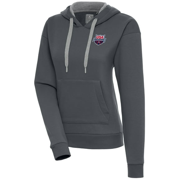 Women's Antigua  Charcoal USA Swimming Victory Pullover Hoodie