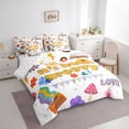thumbnail image 3 of Homewish Cute Floral Mushroom 7pcs Bedding Comforter Set,Colorful Rustic Floral Queen Bedding Sets,White Orange Purple Queen Sheet Sets For Girl Teens,Microfiber Bedroom Decor Reversible, 3 of 8