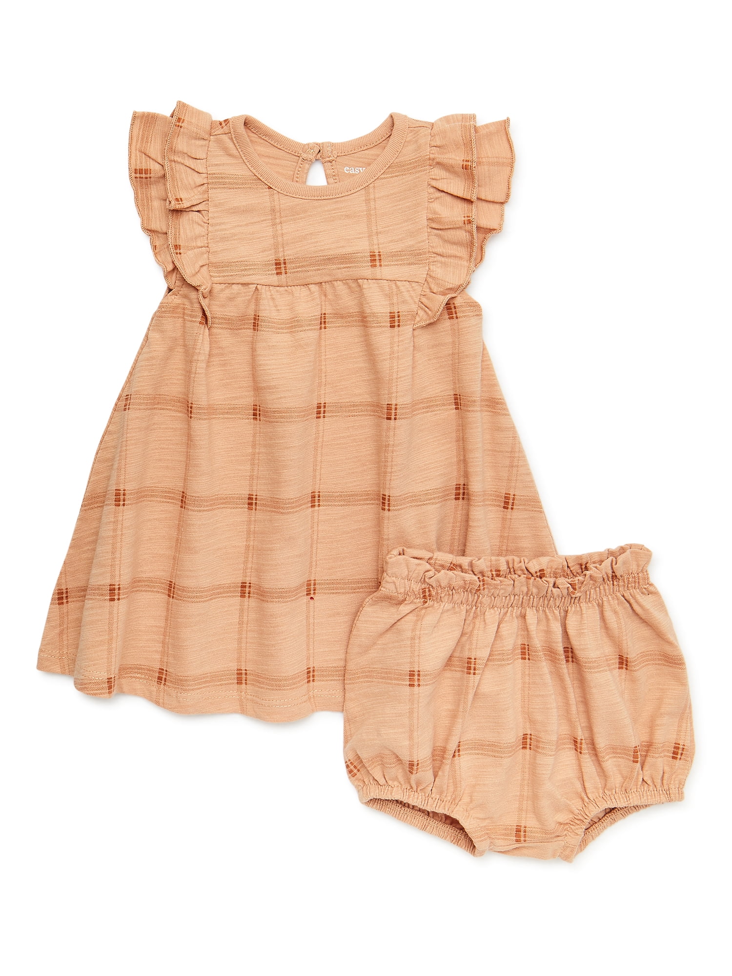 easypeasy Baby Girls Print Dress and Diaper Cover, Sizes 024 Months