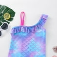thumbnail image 4 of XASZHN Maillot de Bain une Pièce à Imprimé Écailles de Poisson pour Filles, Haut à Encolure Licou, pour Filles, Violet, 5-6 Ans, 4 of 9