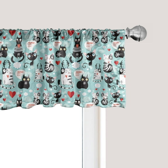 Ambesonne Cat Window Valance, Kitties Love Daydreaming, 54" X 18", Multicolor