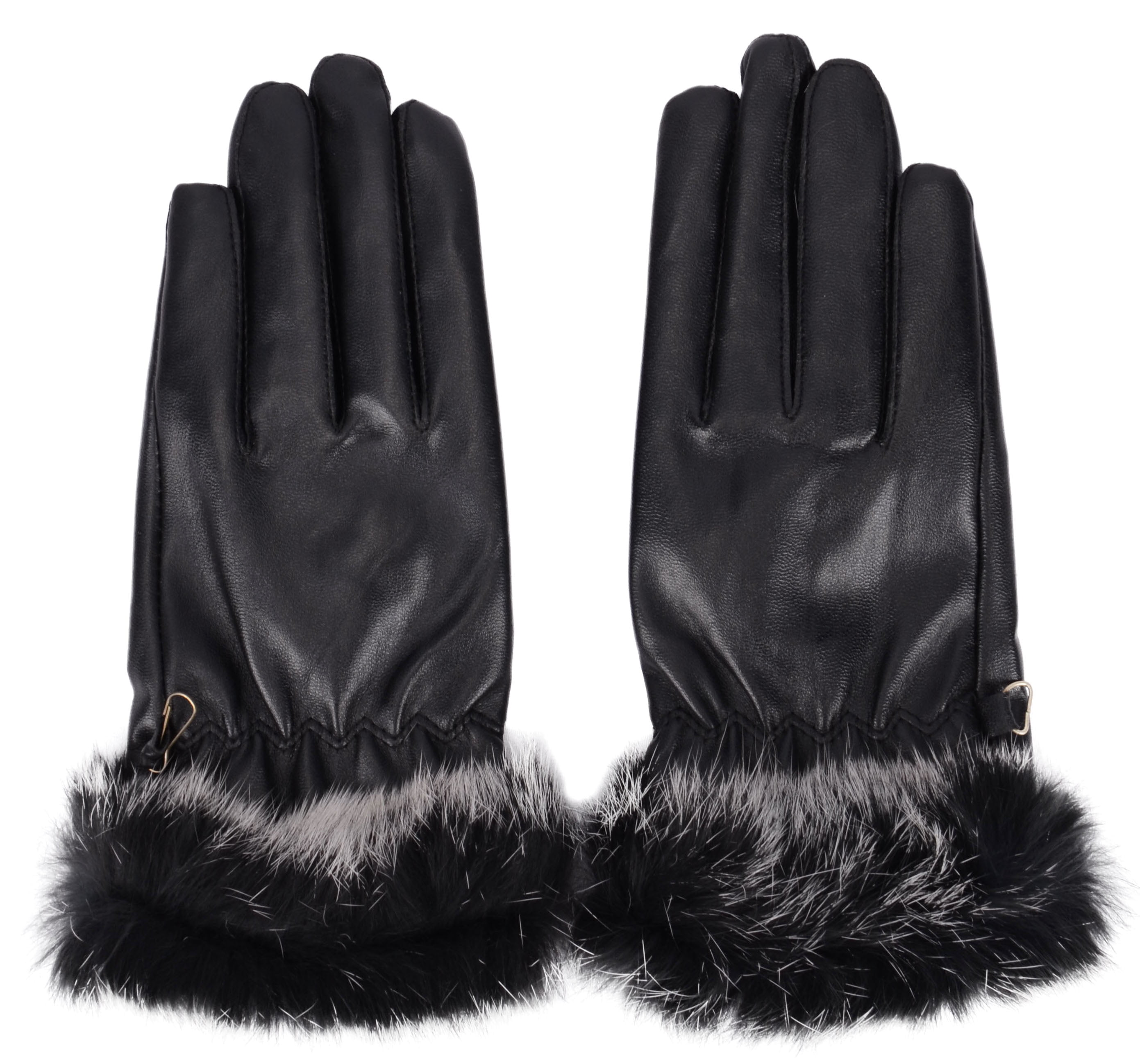 Simplicity Women Long Winter Faux Leather Gloves with Fur Cuff, Ater ...
