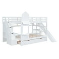 thumbnail image 3 of Bellemave Kids Castle Bunk Bed with Storage Drawers, Shelf, Slide and Safety Guardrail, Full Over Full Bunk Bed with Stairs, Castle Bunk Bed/Playhouse Bed for Girls, Boys, Kids (White), 3 of 9