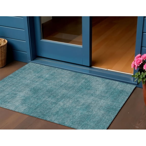 3' X 5' Teal Blue Washable Indoor Outdoor Area Rug