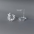thumbnail image 5 of EOEMY 925 Sterling Silver Zircon Circle Leaf Stud Earrings, 5 of 6