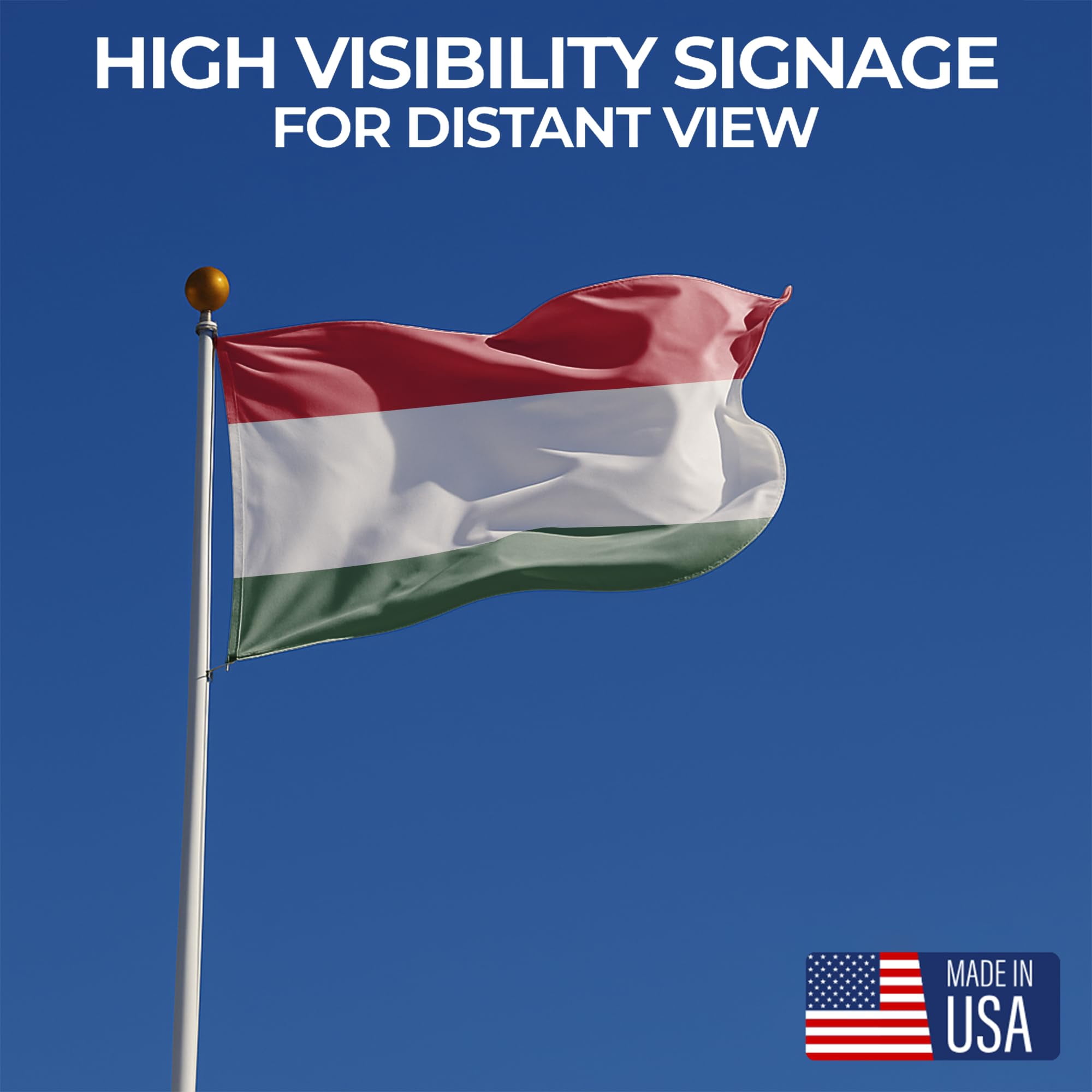 Hungary Outdoor Flag (1x1.5ft) by DreamController - Durable, Fade-Resistant Polyester, Double-Stitched, Brass Grommets - HD Printed Eastern Europe Flag - Made in USA