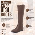 thumbnail image 3 of LOVE STEETLY Women's Knee High Low Heel Riding Boots, Side Zipper Round Toe Faux Leather Casual Comfort Versatile Boot, 3 of 6