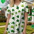 thumbnail image 6 of felwors Scrubs for Women Tops Animal Print Shirt V Neck Cartoon Pattern Short Sleeve Nursing Uniform with Pockets (Light Green, S), 6 of 6