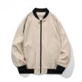 thumbnail image 2 of Man Solid Color Pockets Zipper Loose Baseball Collar Coat, 2 of 9