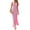 Pink, variant on Womens Halter Crochet Cover Up Fringe Sexy Backless Sleeveless V Neck Collared Vacation Beach Maxi Dress