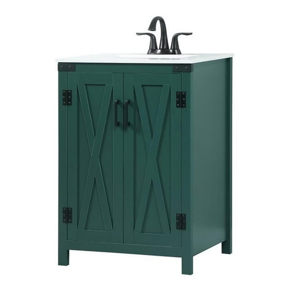 24 inch single bathroom vanity in green
