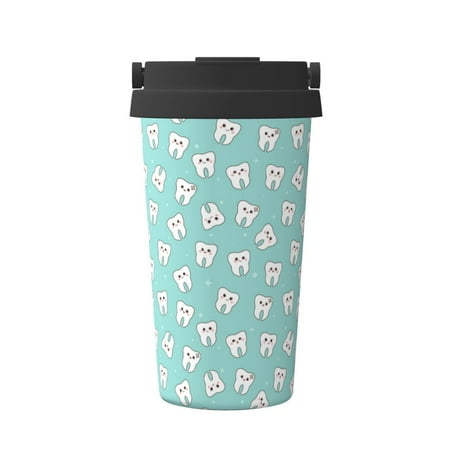 

Goofa Cartoon Teeth1 for Insulated Travel Coffee Mug Spill Proof Leak Proof 16 OZCoffee Tumbler Reusable Coffee Cups with Lids Thermos for Hot and Cold Drink