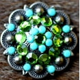 thumbnail image 2 of 4 Concho Rhinestone Horse Saddle Bridle Tack Western Berry Turquoise Green CO30, 2 of 2