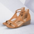 thumbnail image 5 of Xinyolin Women Summer New Simple Casual Greek Style High Wedge Heel Ankle Zipper Sandals, 5 of 7