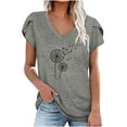 thumbnail image 2 of Oalirro Women's Tops, Tees & Blouses Women Blouses and Tops Fashion Fashion Women's Summer V-Neck Short Sleeve Print Casual T-shirt Blouse Gray, 2 of 4