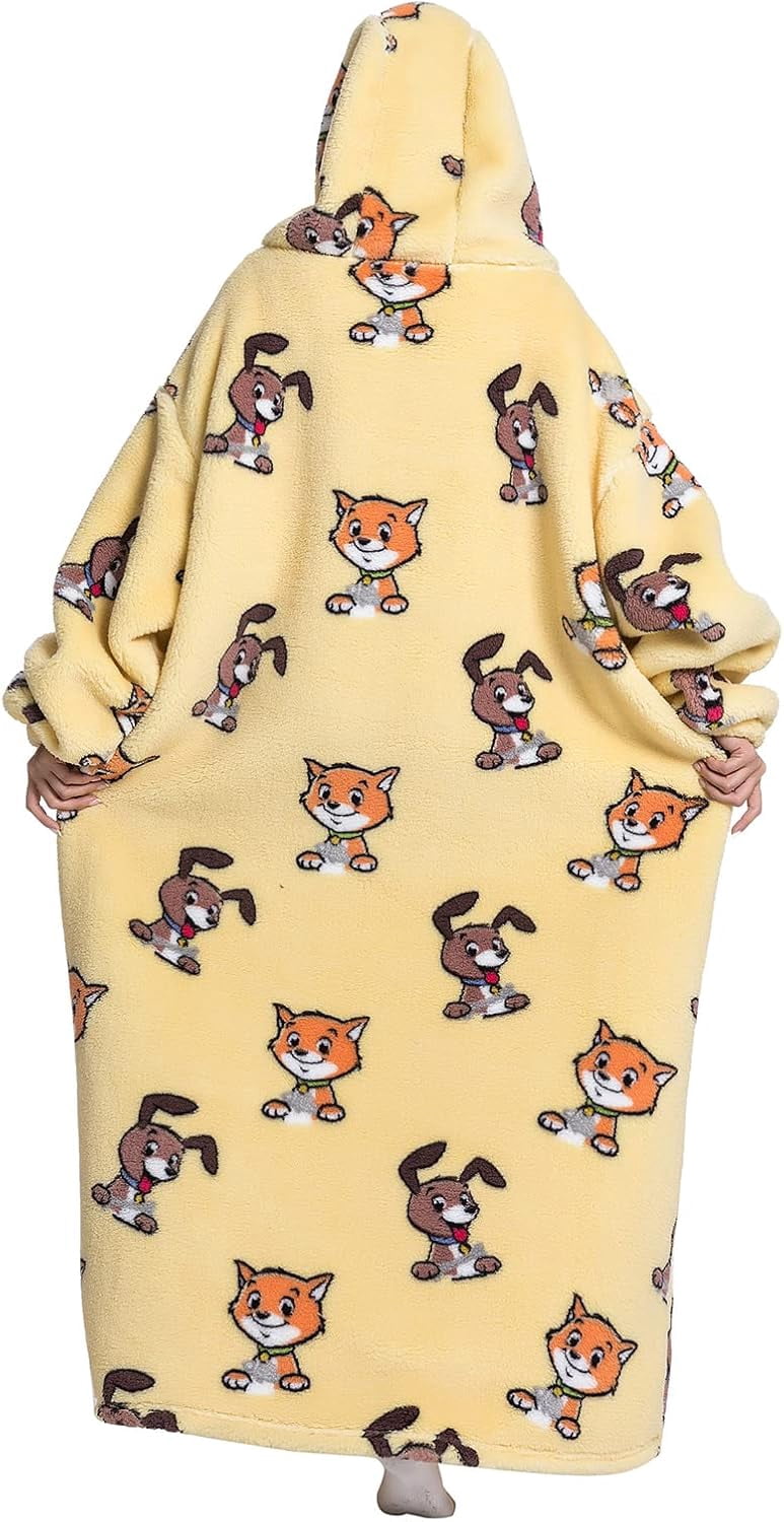 Oversized Blanket Hoodie,Adult Snuggle Fleece Wearable Blanket Fluffy Giant Hooded Sweatshirt