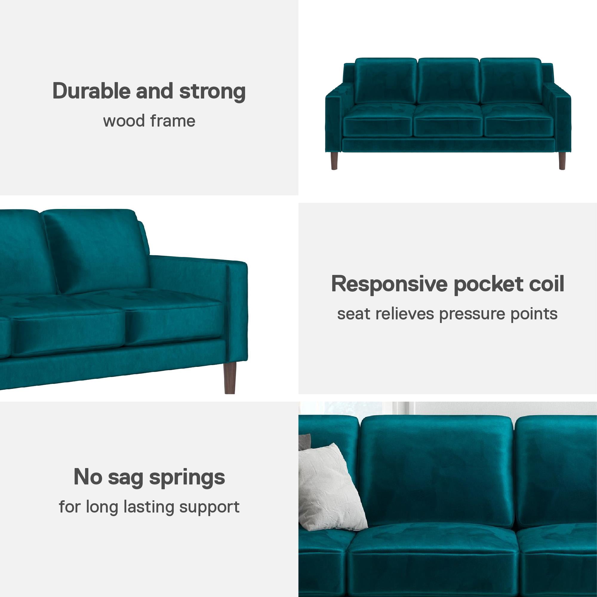 DHP Bryanna 3 Seater Sofa , Green Velvet