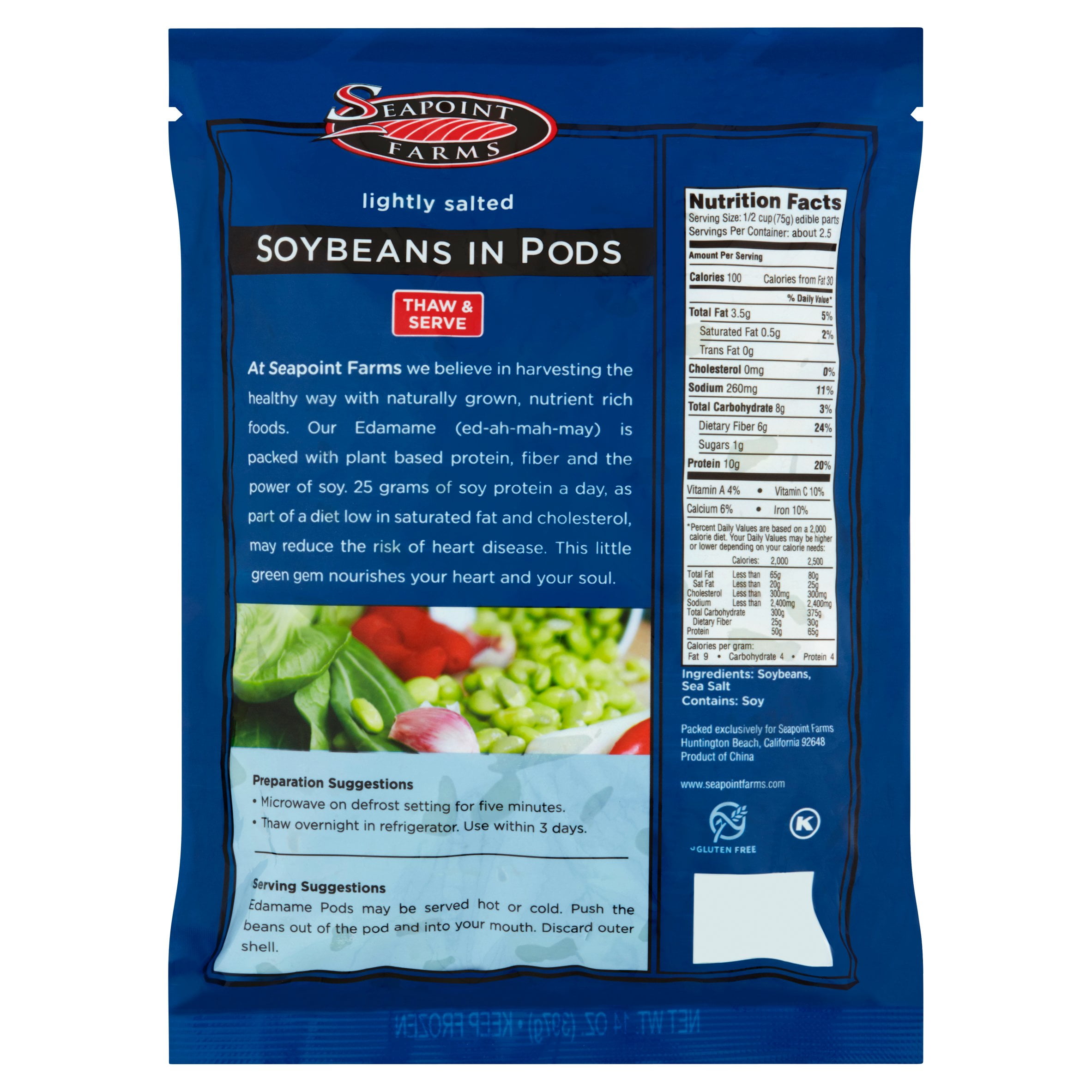 Seapoint Farms Lightly Salted, Edamame Soybeans in Pods, 14 oz Frozen Bag