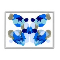 Stupell Industries Abstract Symmetrical Ink Blot Shape Graphic Art Gray Framed Art Print Wall Art, Design by Emma Caroline