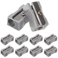 thumbnail image 1 of FRCOLOR 10PCS Dual Pencil Sharpener Pocket Aluminium Alloy Metal 1-Hole Steel Rectangular Small Sharpeners (Silver), 1 of 4